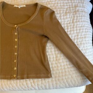 Tularosa Tan Ribbed Knit Top